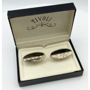 1980s Tivoli Gold-Tone Cufflinks Oval Shaped In Original Box-Vintage